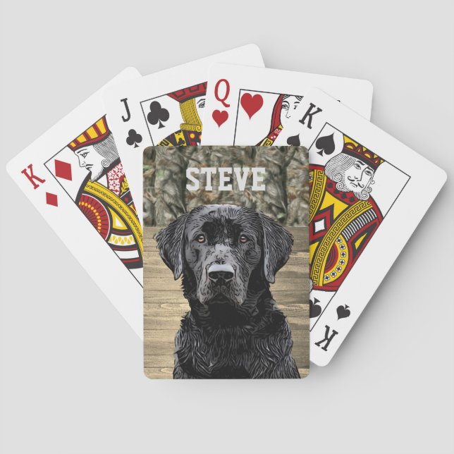 Camo Black Lab Dog Breed Animal Name Poker Cards (Back)