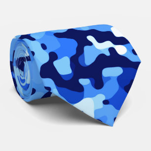 Camo Blue Abstract Pattern Neck Tie
