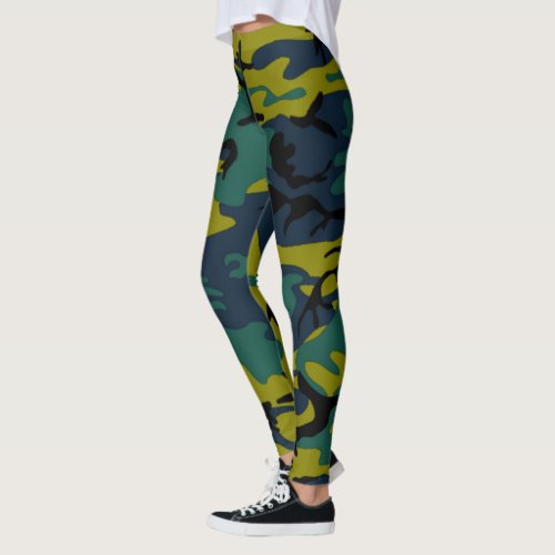 Camo blue and yellow legging