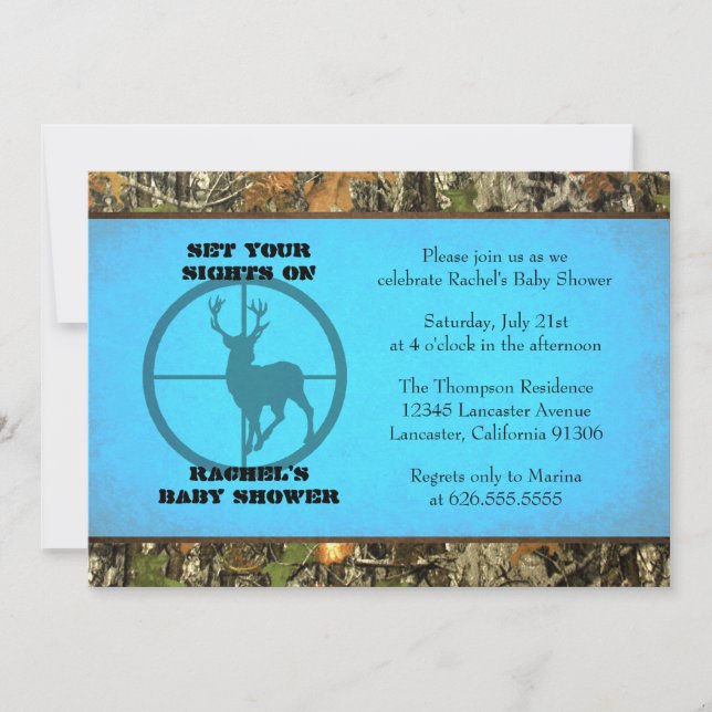 Camo Blue - Baby Boy Shower Invitations (Front)