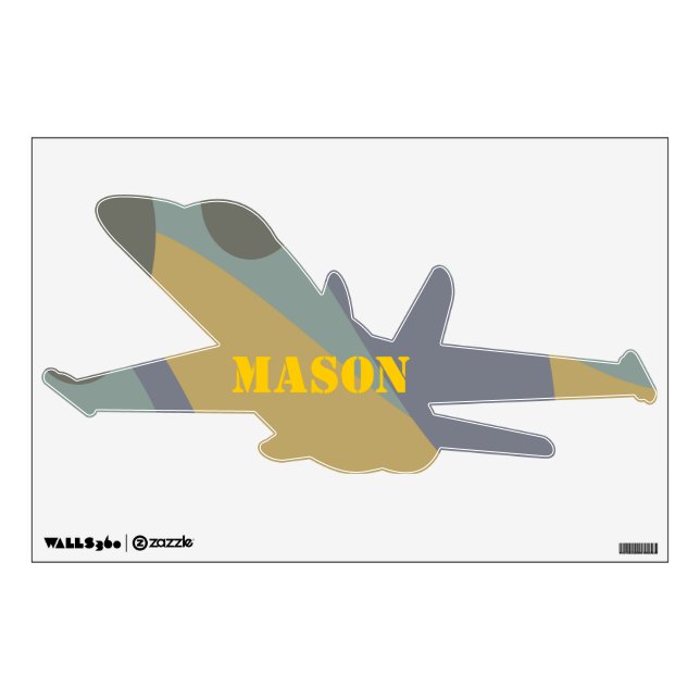 Camo Blue Gray Green Yellow Helicopter Wall Decal (Front)