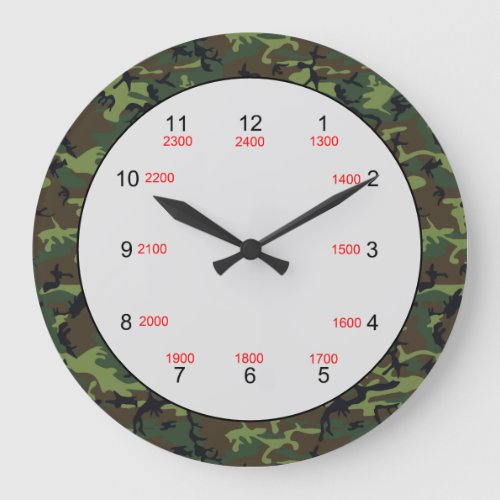 Camo Border Military Time Wall Clock