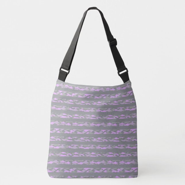 Camo Border Pink Gray Crossbody Bag (Front)