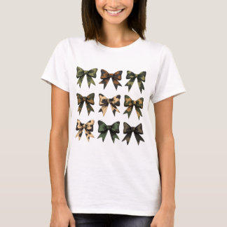 Camo Bows Military Ribbon Camouflage Soldier Dad T-Shirt