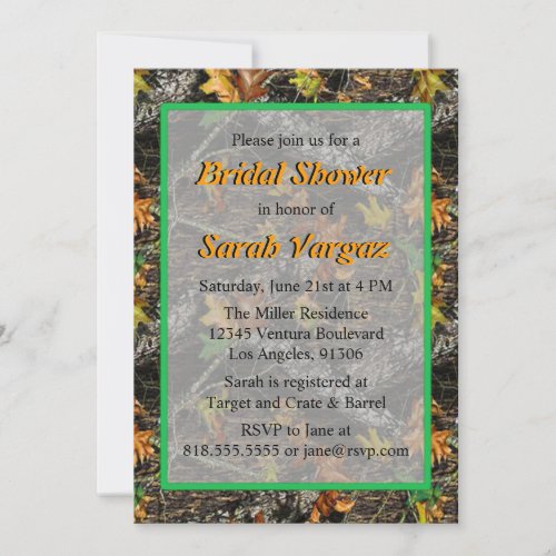Camo Bridal Shower Invitations