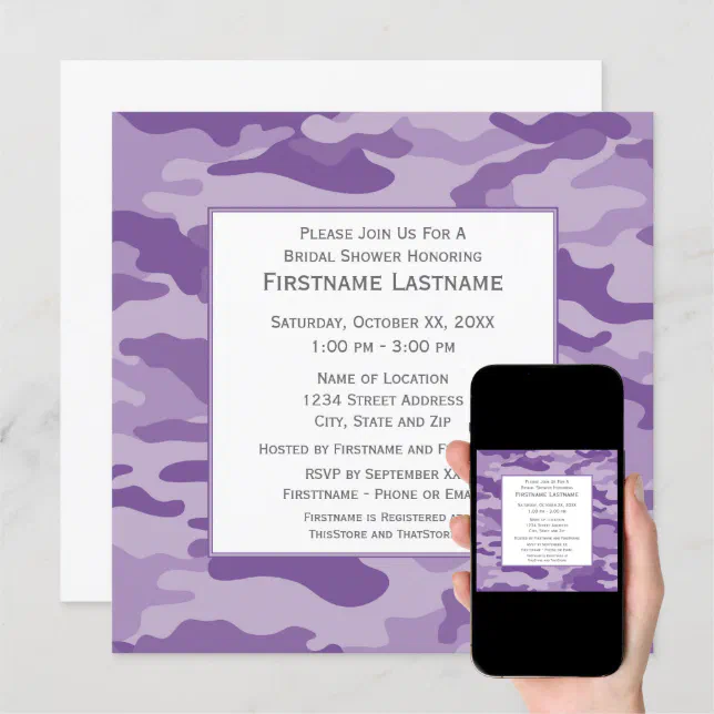 Camo Bridal Shower or Engagement Party Invitation (Downloadable)