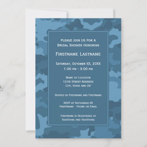 Camo Bridal Shower or Engagement Party Invitations