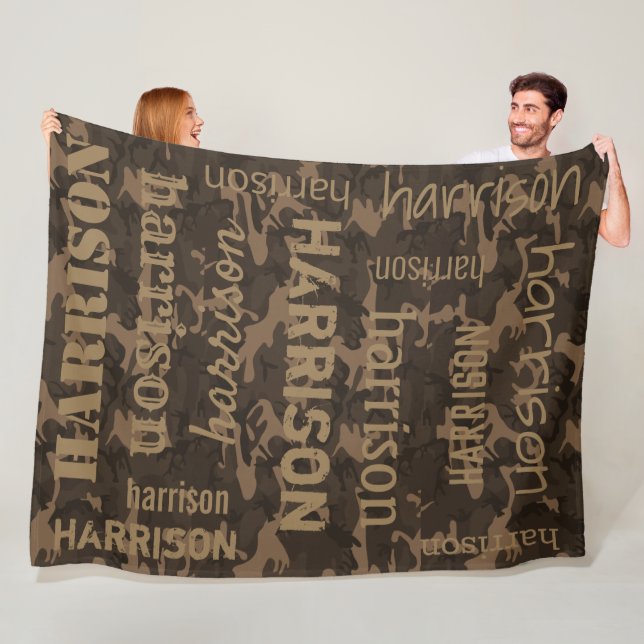 Camo Brown Personaized Fleece Blanket (In Situ)