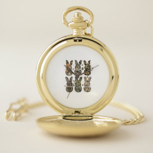 Camo Bunnies Cute Easter Day Rabbit Bunny Men Wome Pocket Watch