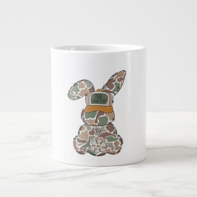 Camo Bunny Easter Egg Hunter Shirt Graphic Giant Coffee Mug (Front)
