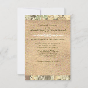 Camo Burlap Wedding Invitation