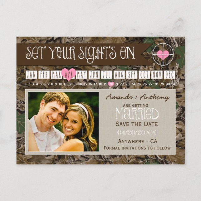 Camo Calendar Photo Save The Date Cards (Front)