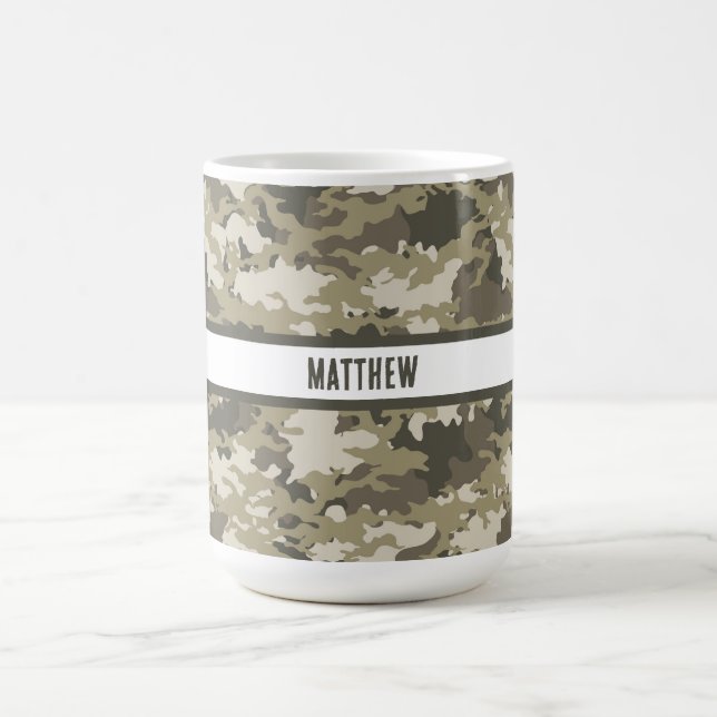 Camo, camoflauge, Browns, Greens Personalized Coffee Mug (Center)