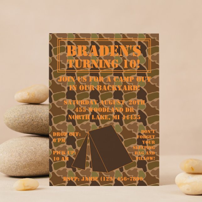 Camo Camouflage Backyard Campout Birthday Invite (Creator Uploaded)