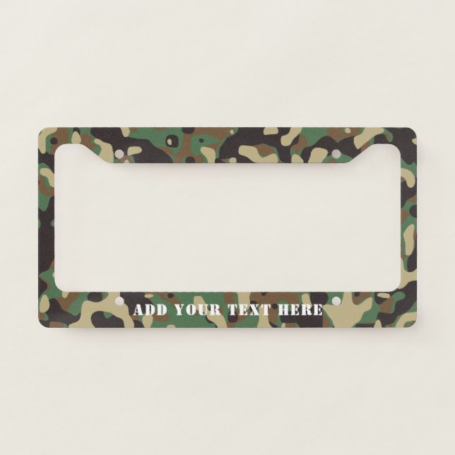 Camo Camouflage Green Brown Beige Army Military License Plate Frame (Front)