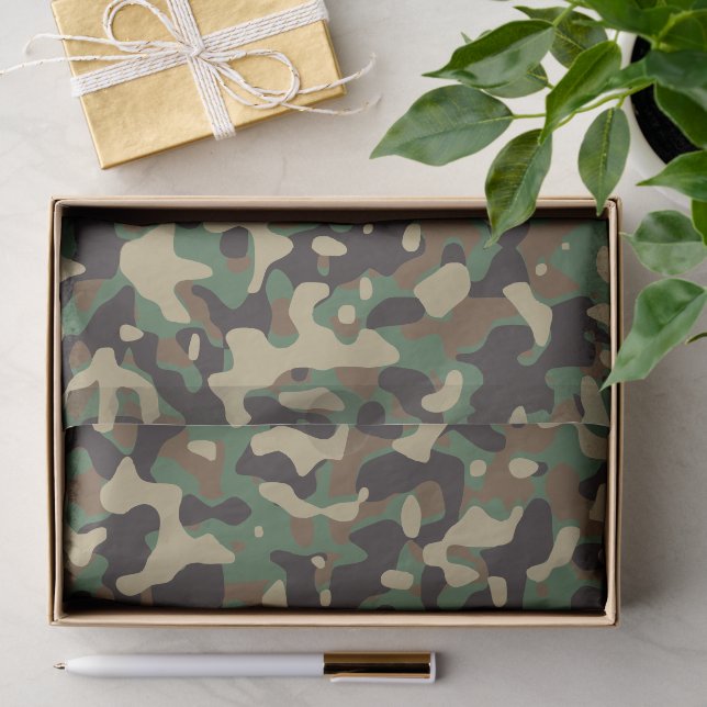 Camo Camouflage Green Brown Beige Army Military Tissue Paper (Gift)