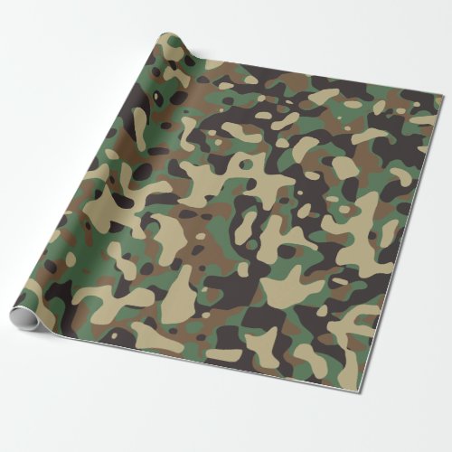 Camo Camouflage Green Brown Beige Army Military Wrapping Paper