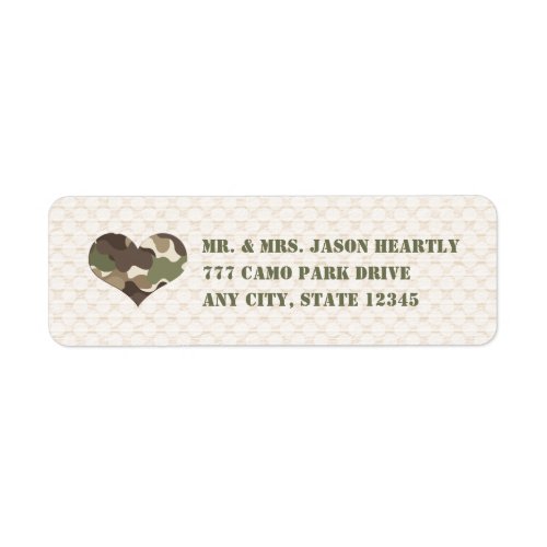 Camo Camouflage Heart Return Address Labels