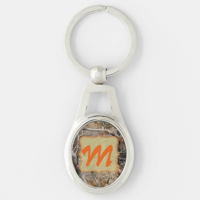Camo Camouflage Hunters Monogram Initial Key Chain (Front)