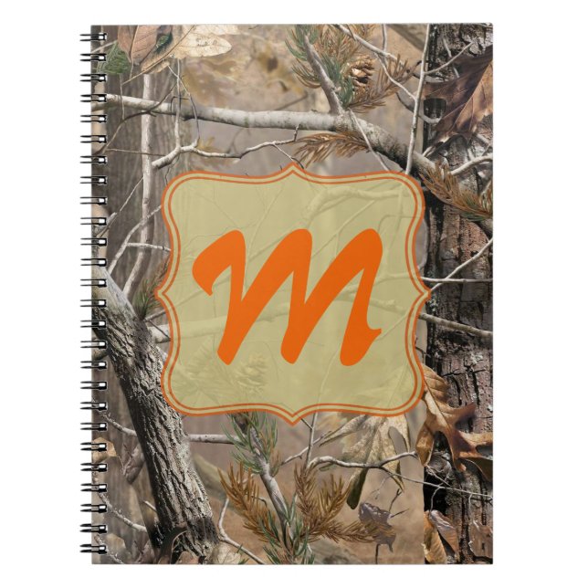 Camo Camouflage Hunting Monogram Initial Note Book (Front)