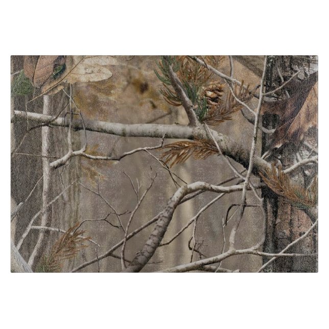 Camo Camouflage Hunting Real Glass Cutting Board (Front)