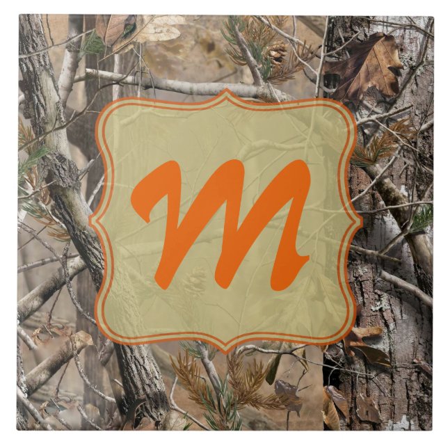 Camo Camouflage Hunting Real Monogram Display Tile (Front)
