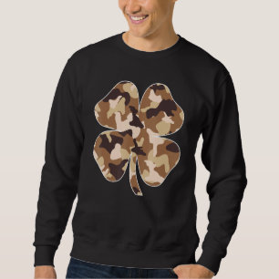Camo Camouflage Irish Shamrock Lucky Four Leaf Pat Sweatshirt