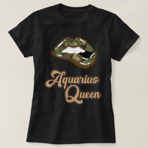   Camo Camouflage Kiss Lips Aquarius Queen Women  T_Shirt