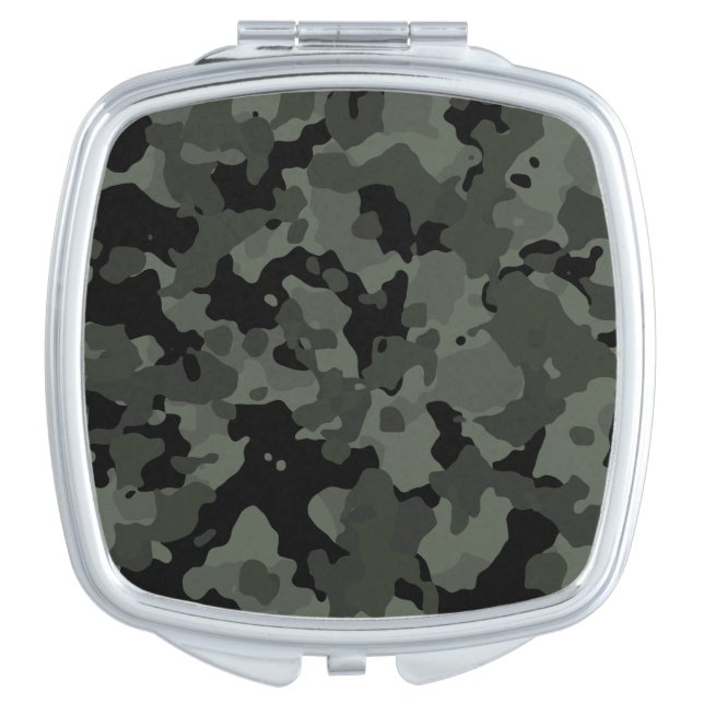 Camo Camouflage Military Green Black Compact Mirror (Front)