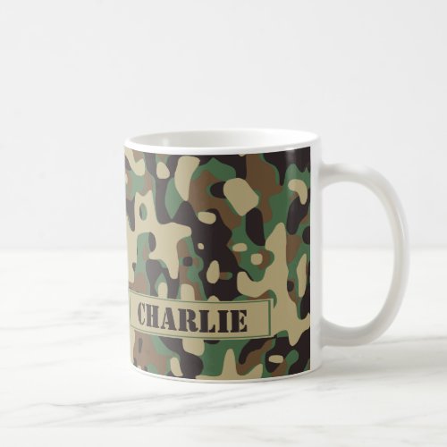 Camo camouflage pattern personalized name coffee mug