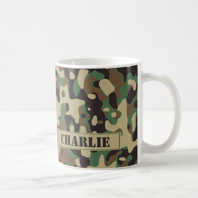 Camo camouflage pattern personalized name coffee mug (Right)
