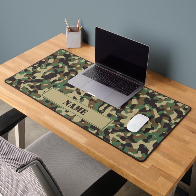 Camo camouflage pattern personalized name desk mat (Office 2)
