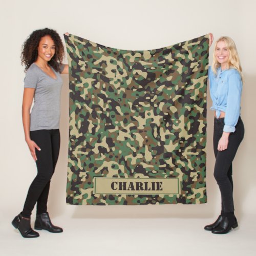 Camo camouflage pattern personalized name fleece blanket