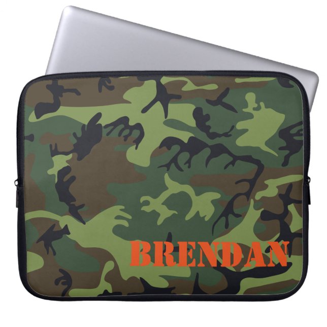 Camo Camouflage Personalized Laptop Sleeve (Front)