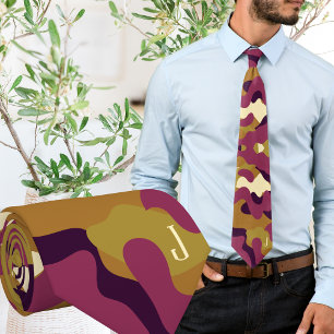 Camo camouflage purple green initial neck tie