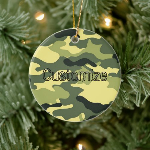 Camo Camping Hunting Green Camouflage Customize Ceramic Ornament