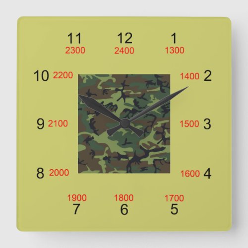 Camo Center Military Time Wall Clock