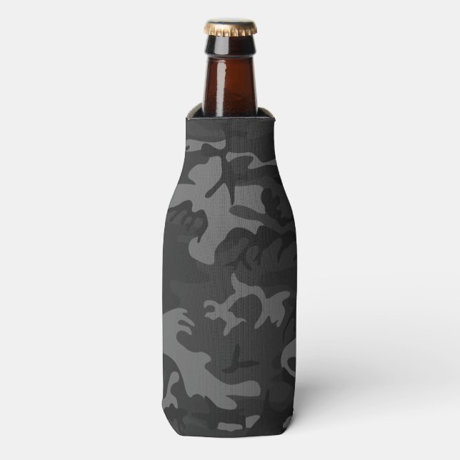 Camo Charcoal Gray Bottle Cooler (Bottle Front)