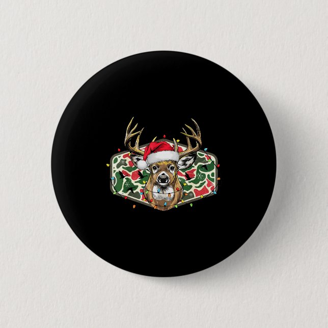 Camo Christmas Santa Deer Hunting Season Holiday O Button (Front)