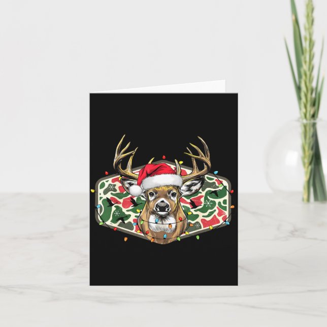 Camo Christmas Santa Deer Hunting Season Holiday O Card (Front)