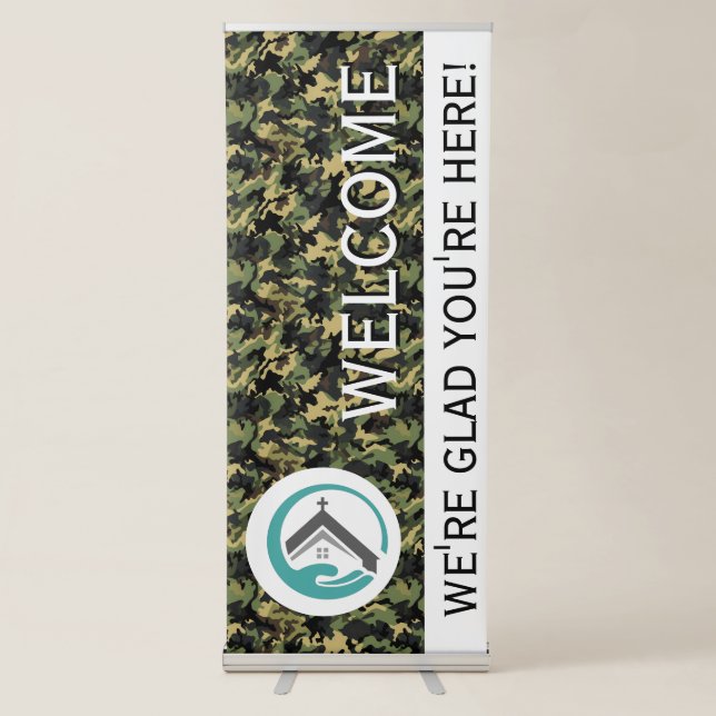 Camo Church Welcome Retractable Banner (Front)