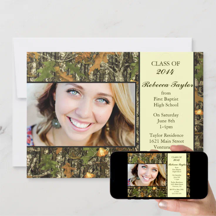 Camo Class of 2014 Graduation Invitation Zazzle