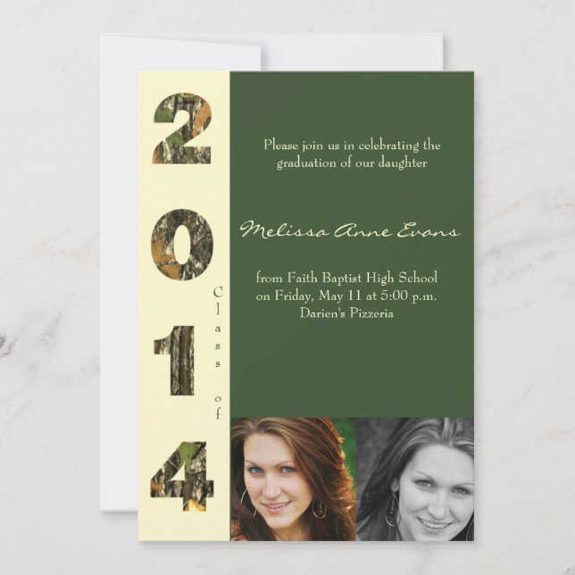 Camo Class of 2014 Graduation Invitation (Front)