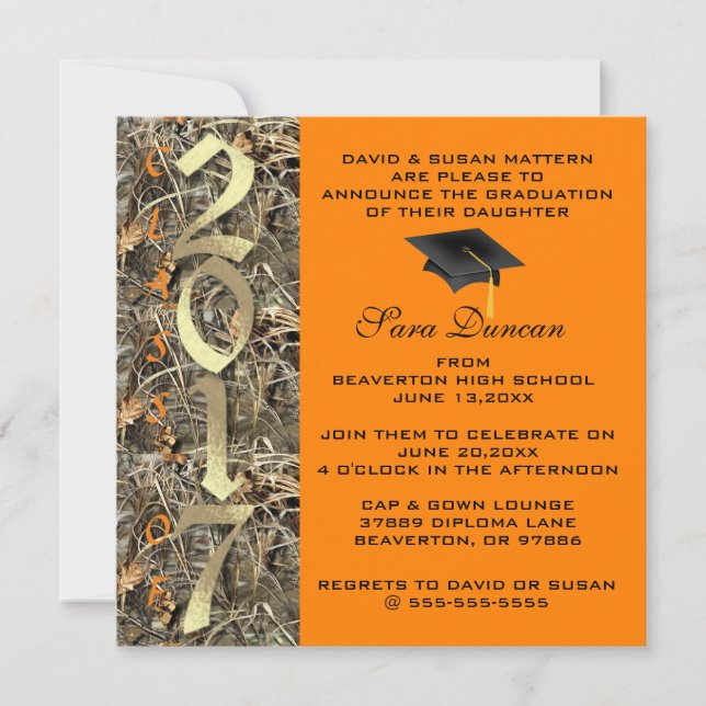 Camo Classic Elegant 2017 Graduation Invitation (Front)