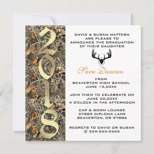 Camo Classic Elegant 2018 Graduation Invitation (Front)