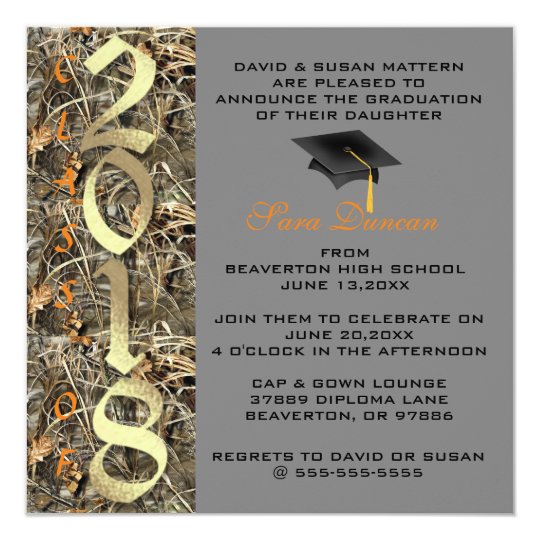 Camo Classic Elegant 2018 Graduation Invitation