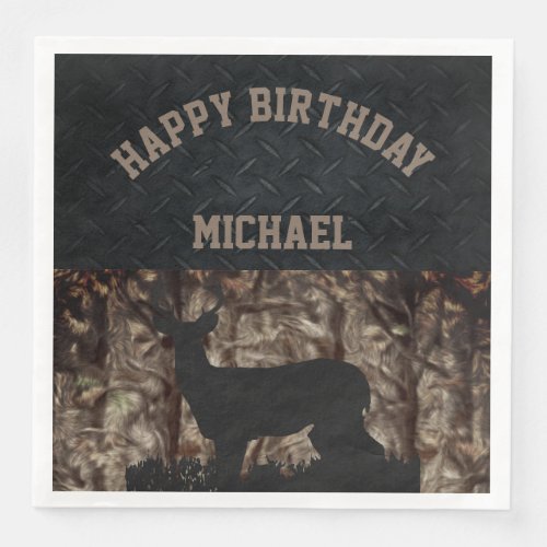 Camo Country Hunting Birthday Napkins