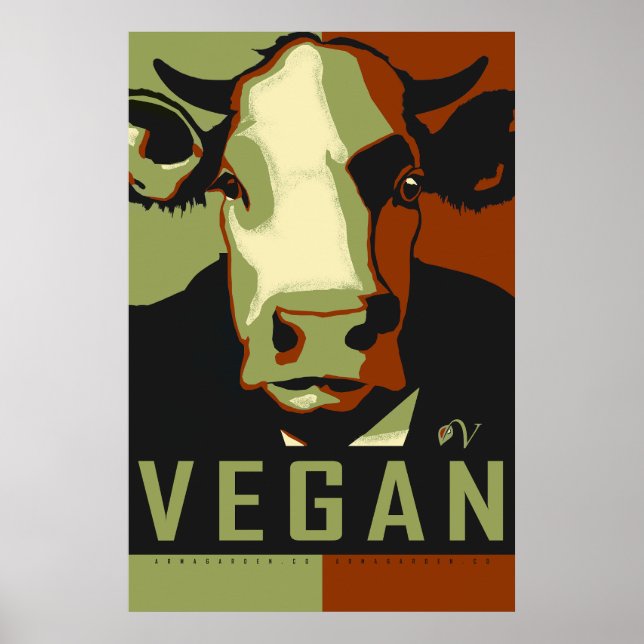 Camo Cow Pop Art Poster - Vegan  (Front)
