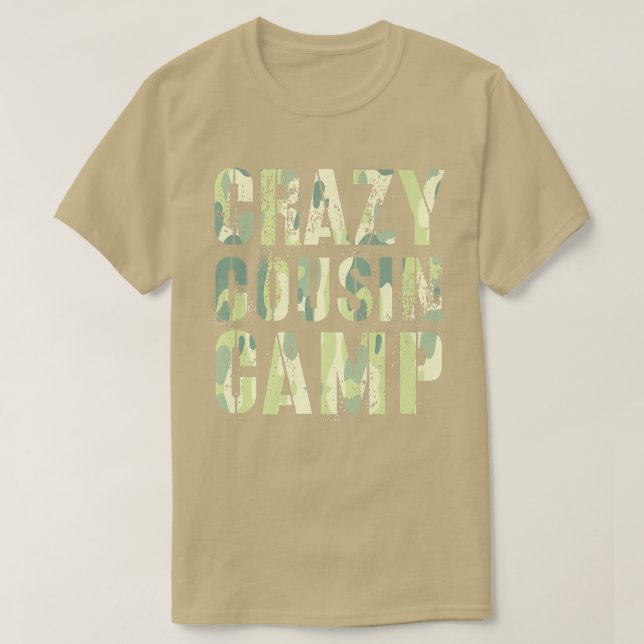 Camo CRAZY COUSIN CAMP Funny Grandma Grandpa Reedu T-Shirt (Design Front)