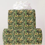 Camo Custom NAME Happy Birthday Gift Wrapping Paper<br><div class="desc">Add the recipients name & it will automatically repeat. Camo colors with safety orange</div>